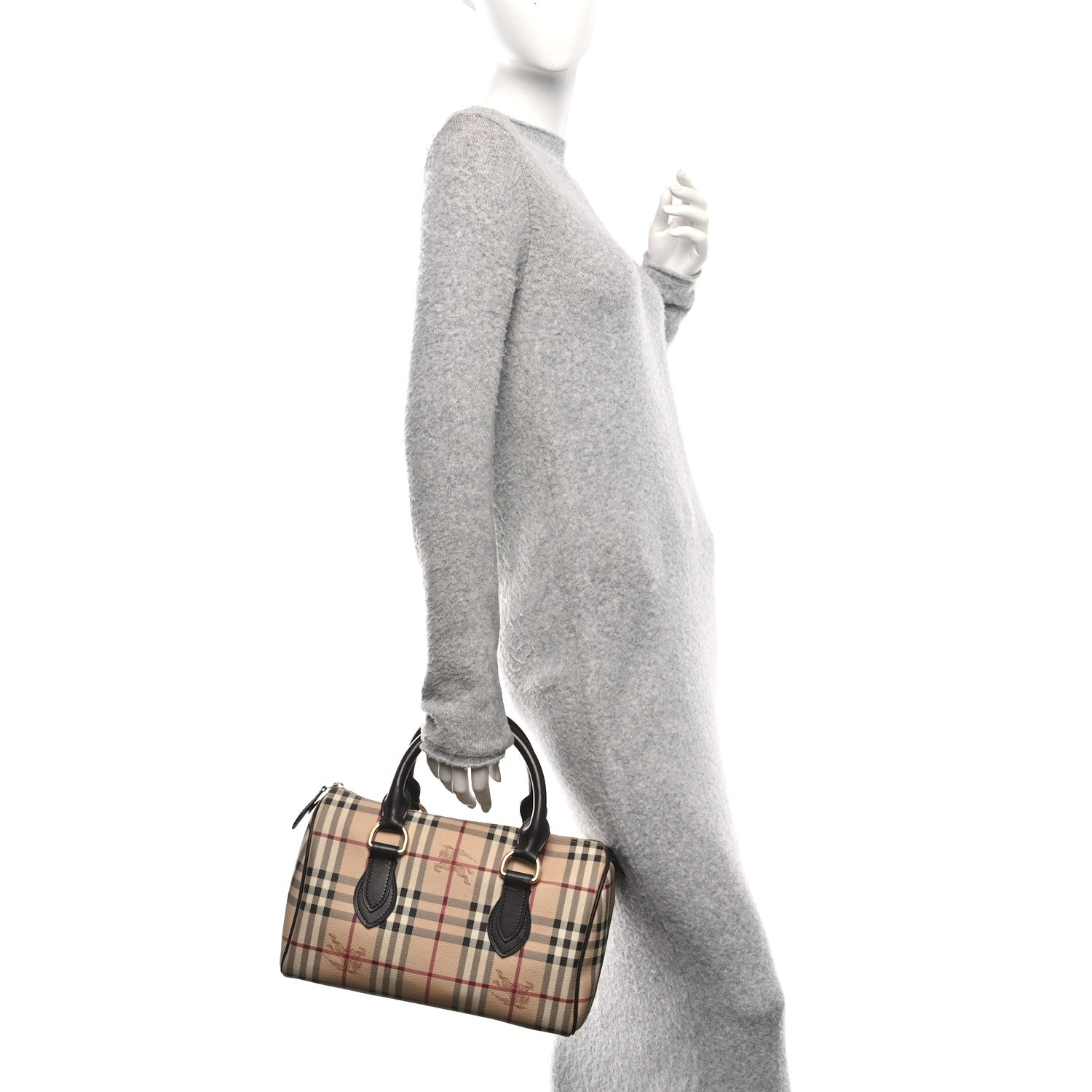 Burberry Haymarket Check Small Chester Bowling Bag Chocolate 2 of 13