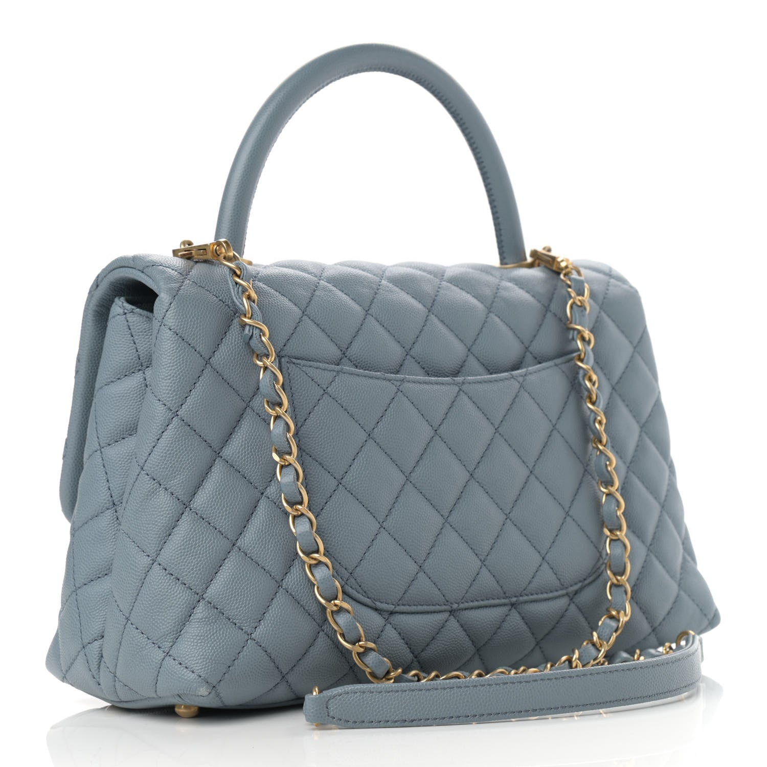 Chanel Caviar Quilted Small Coco Handle Flap Light Blue 3 of 11