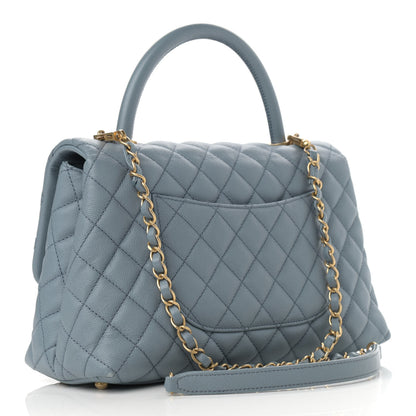 Chanel Caviar Quilted Small Coco Handle Flap Light Blue 3 of 11