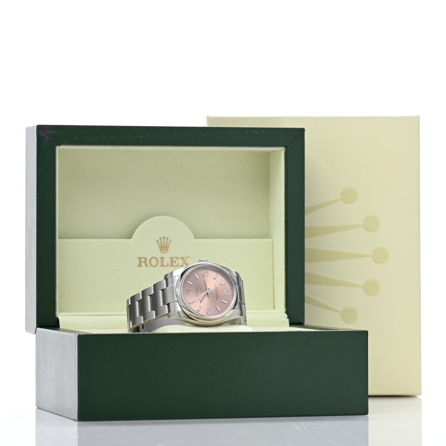 Stainless Steel 34mm Air-King Oyster Perpetual Precision Watch Pink 114200