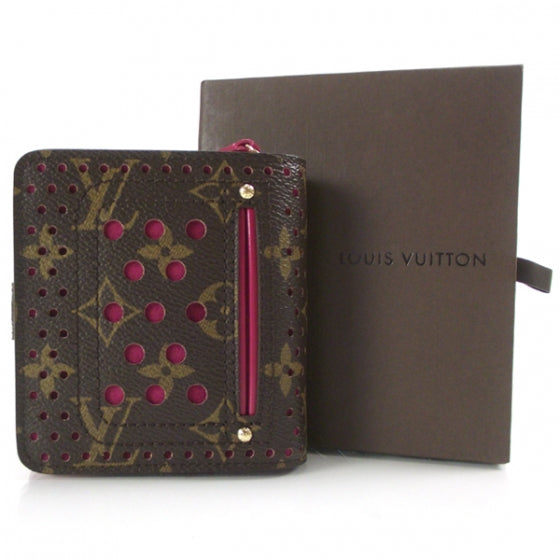 Monogram Perforated Compact Zipped Wallet Fuchsia
