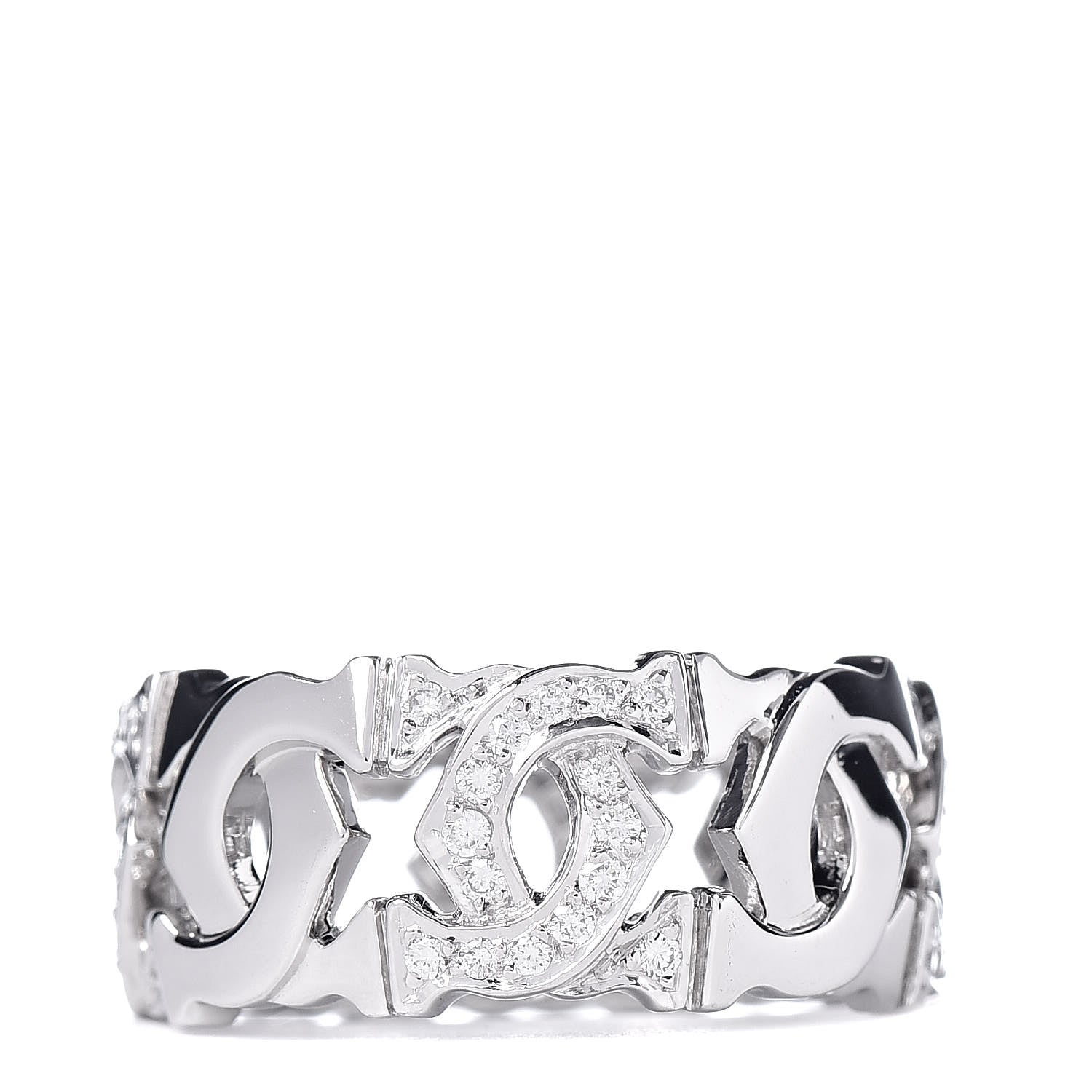Cartier 18K White Gold Diamond Entrelaces Ring 50 5.25 3 of 5