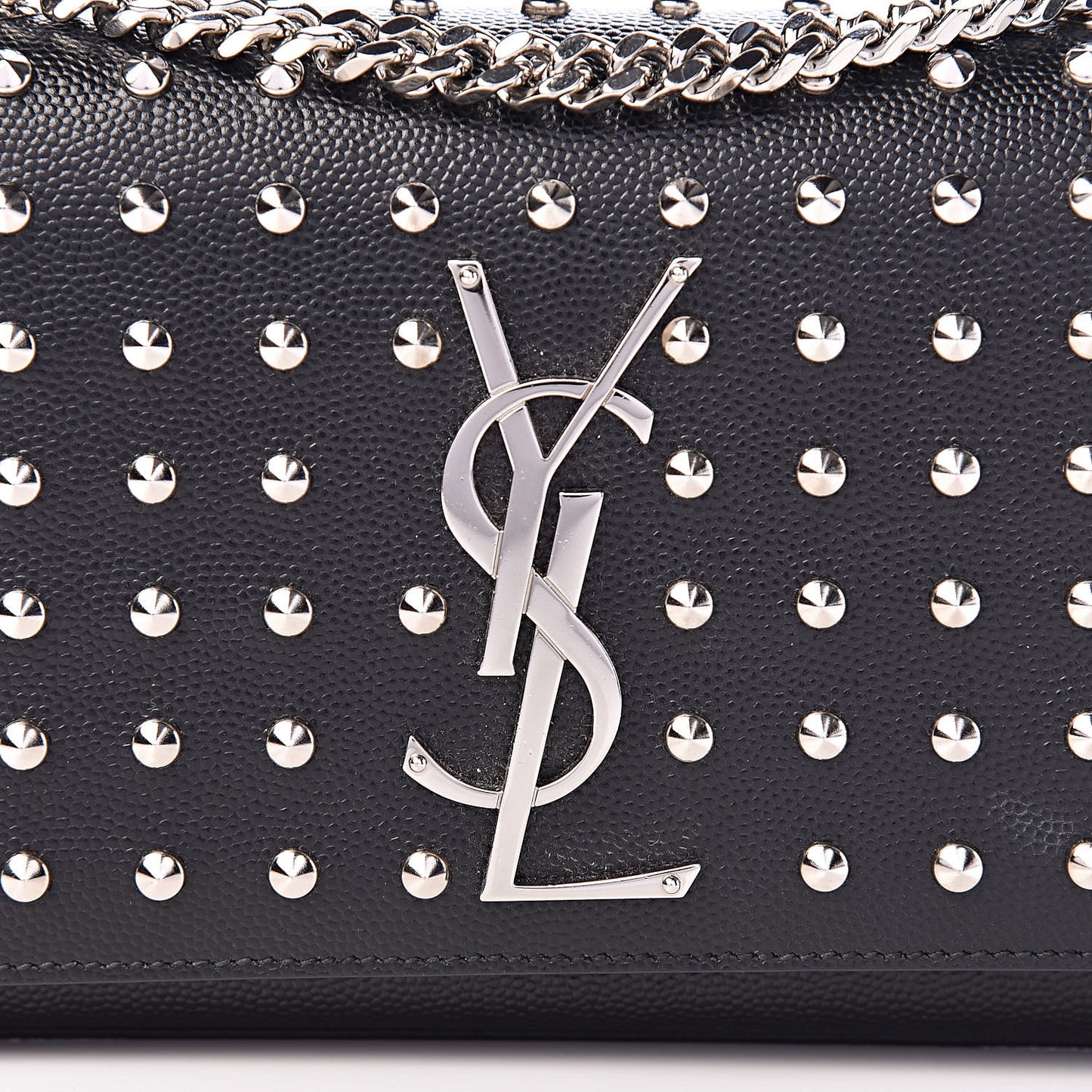 Calfskin Studded Small Monogram Kate Satchel Black