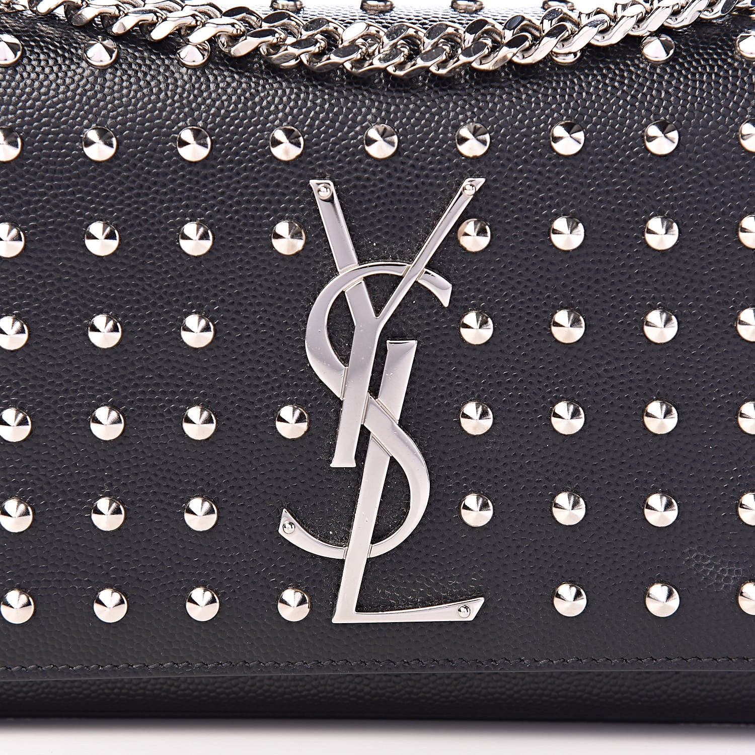 Saint Laurent Calfskin Studded Small Monogram Kate Satchel Black 8 of 10