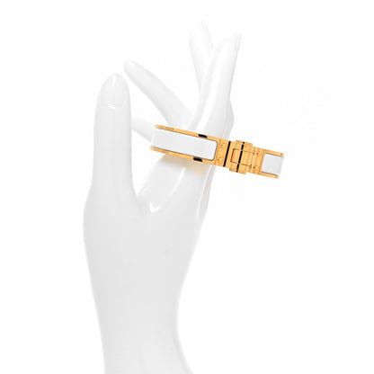 Hermes Enamel Charniere Uni Narrow Hinged Bracelet S White 2 of 5