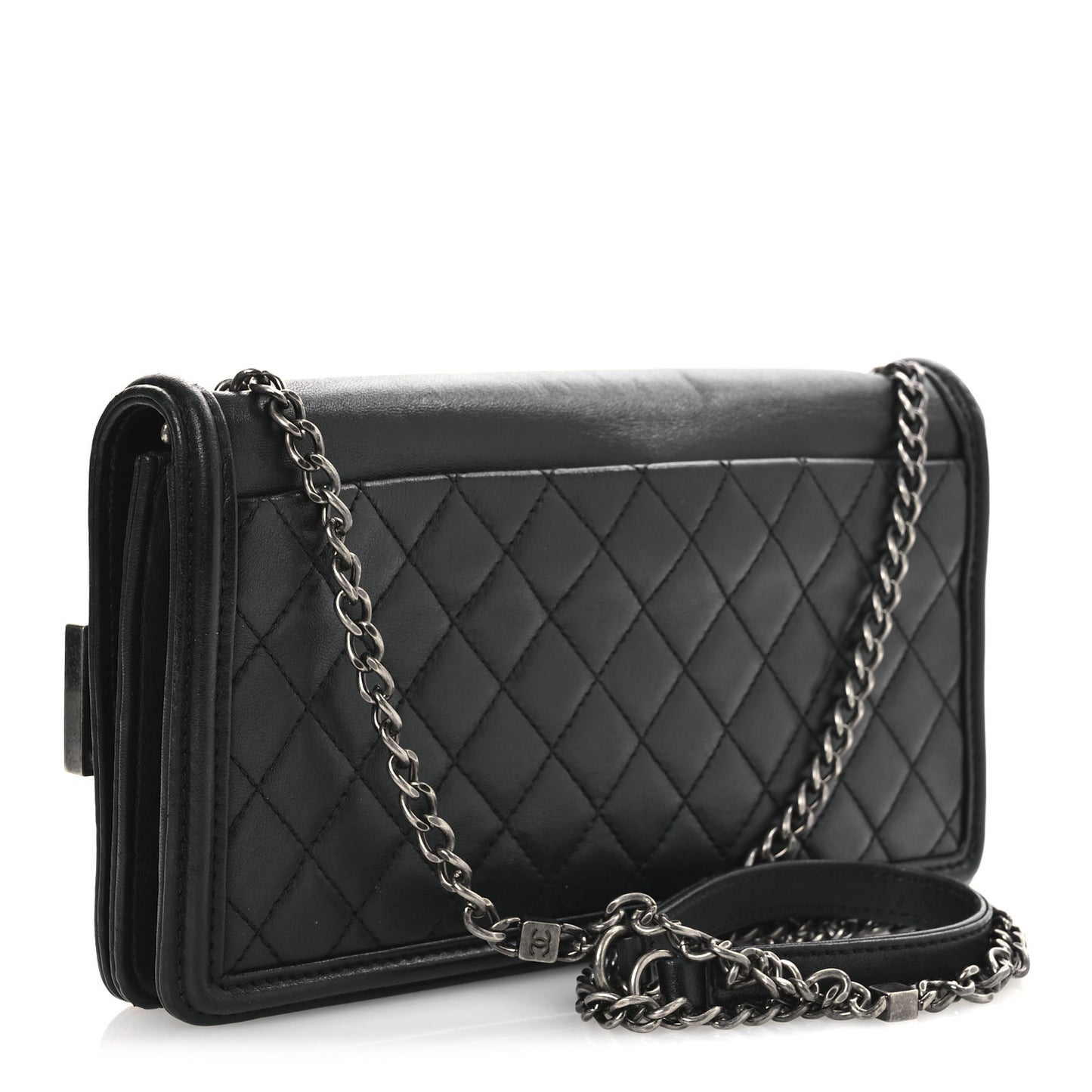 Calfskin Plexiglass Horizontal Boy Brick Flap Black