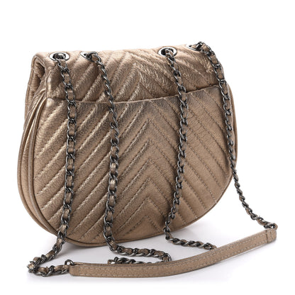 Chanel Metallic Aged Calfskin Chevron Small Bubble CC Flap Gold 3 of 11