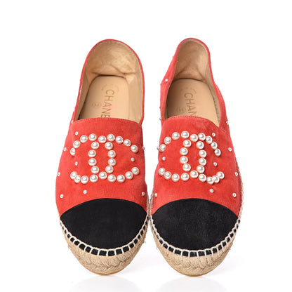 Chanel Suede Pearl CC Espadrilles 40 Red 5 of 13