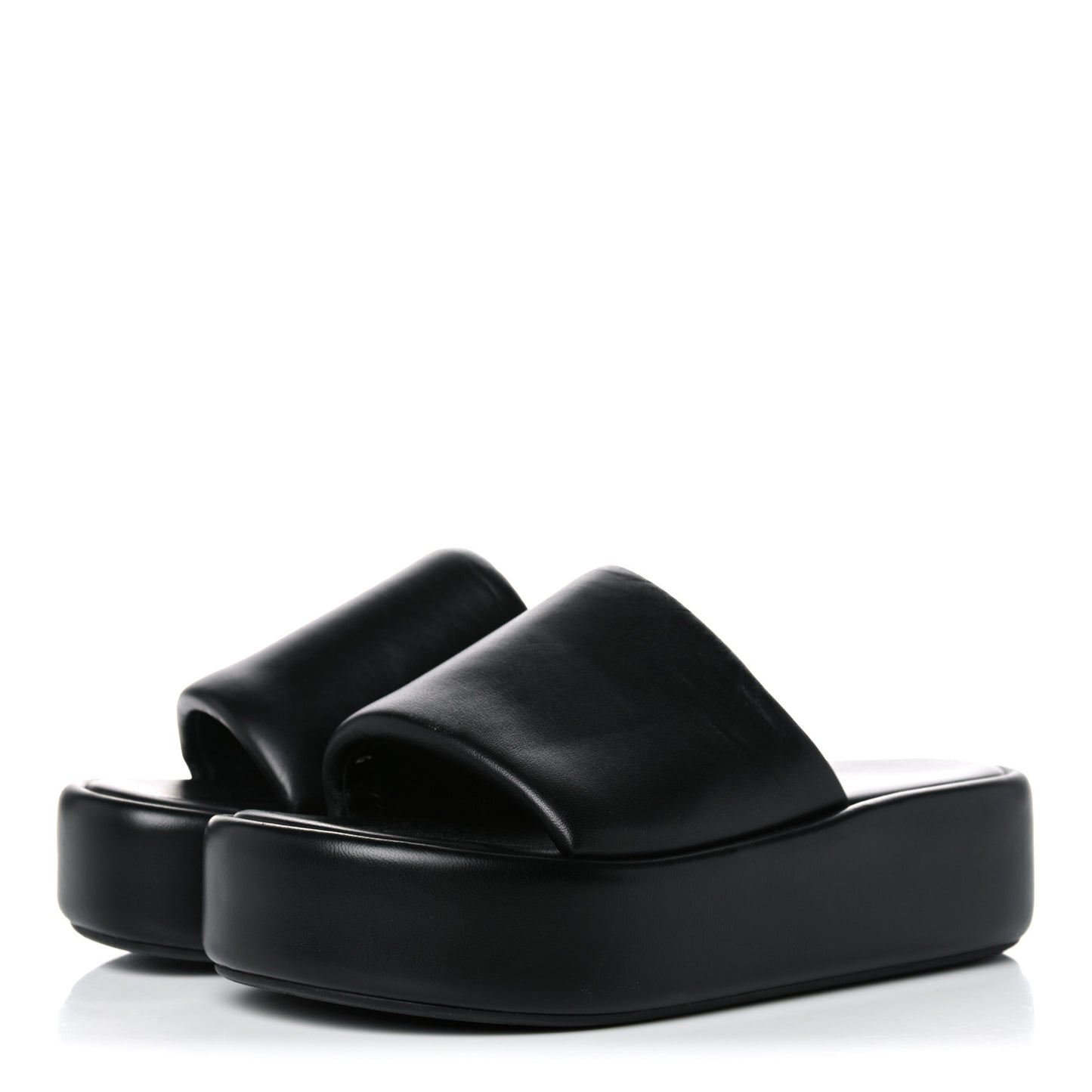 Smooth Nappa Logo Rise Platform Sandals 38 Black White