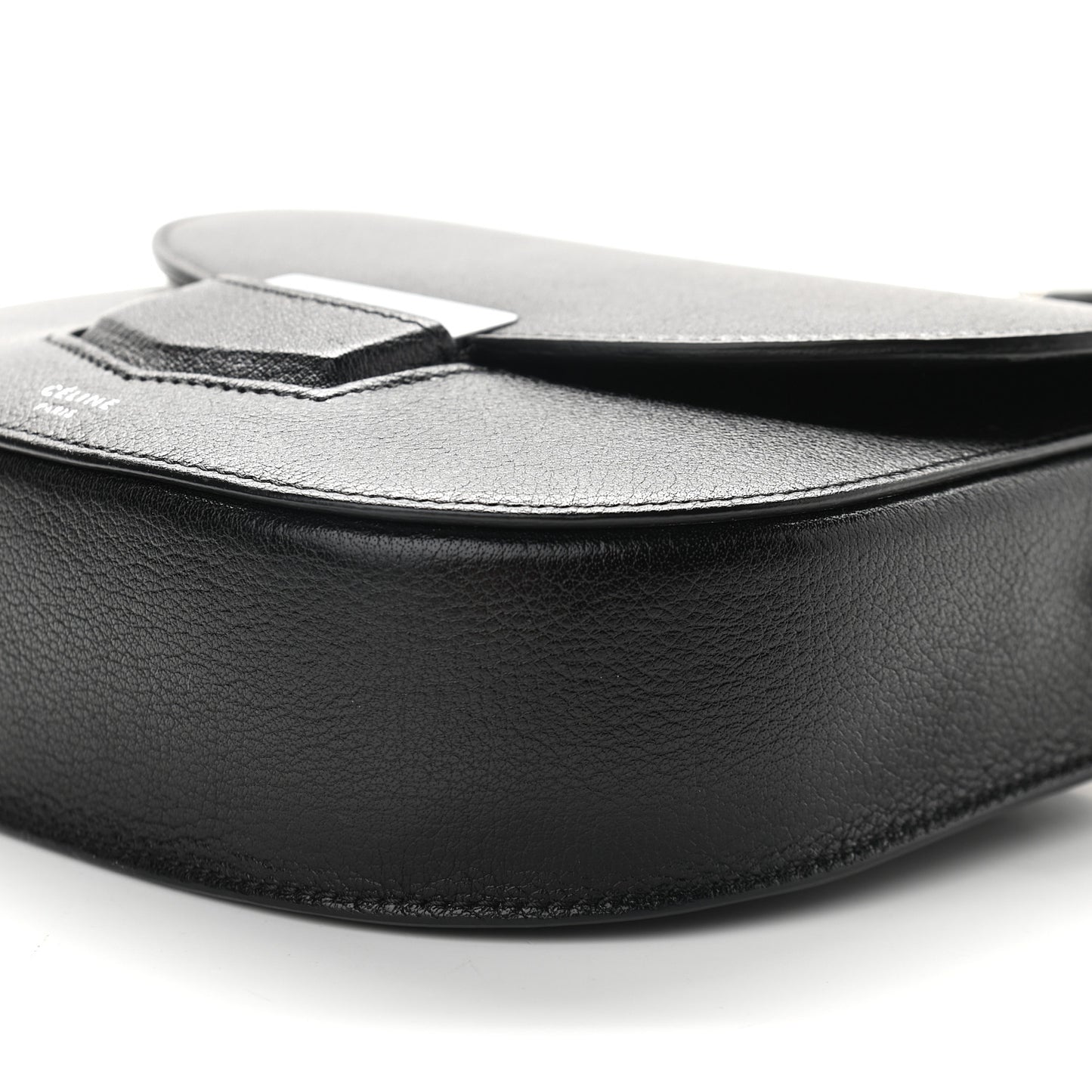 Shiny Textured Calfskin Small Trotteur Black