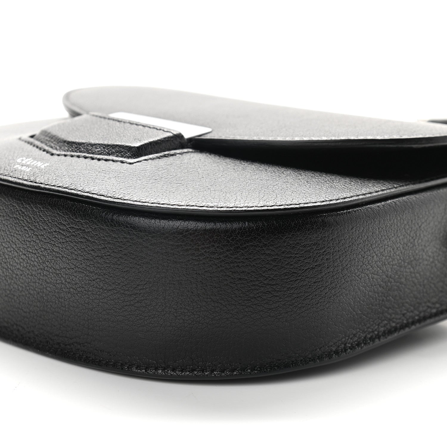 Celine Shiny Textured Calfskin Small Trotteur Black 8 of 8