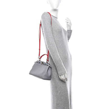 Fendi Nappa Studded Mini Peekaboo Iconic Satchel Grey Multicolor 2 of 12