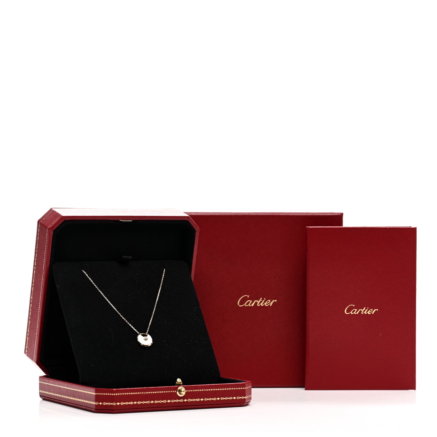 18K Yellow Gold Diamond Mother of Pearl XS Amulette de Cartier Pendant Necklace