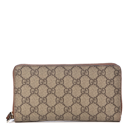 Gucci GG Supreme Monogram Cuoio Toscano Zip Around Wallet Beige Ebony Cuir 1 of 8