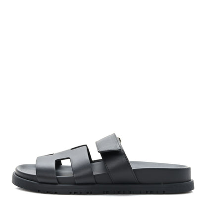 Hermes Calfskin Womens Chypre Sandals 35 Black 1 of 9