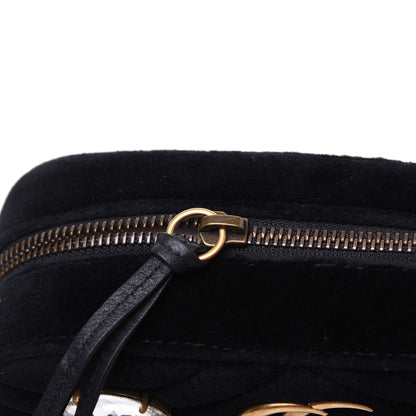 Gucci Velvet Matelasse Marquise Crystals Mini GG Marmont Chain Shoulder Bag Black 13 of 13