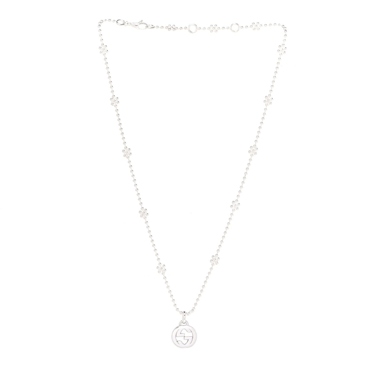 Gucci Sterling Silver Interlocking G Beaded Cluster Pendant Necklace 3 of 6