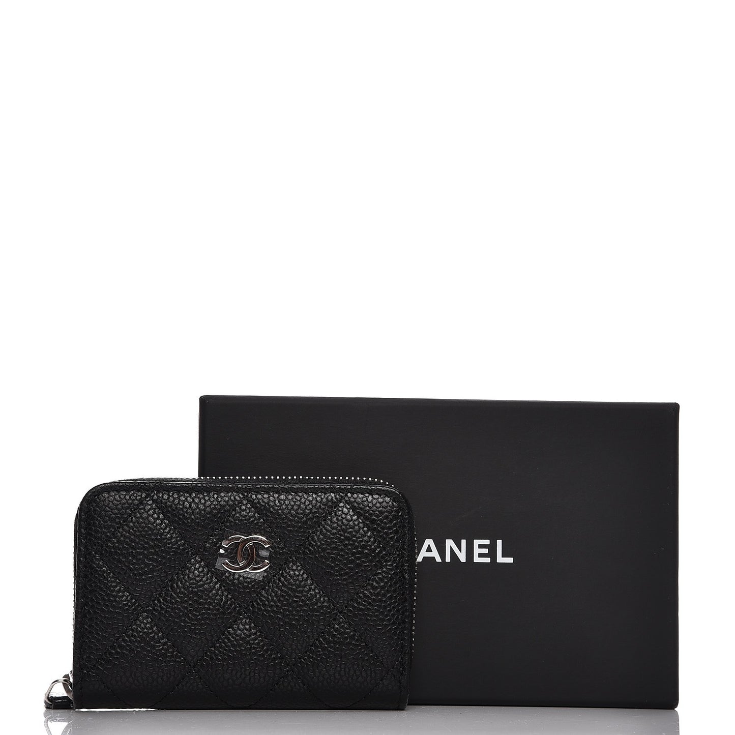 Caviar Quilted Zip Coin Purse Black