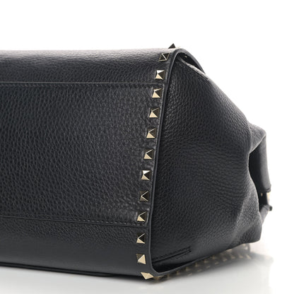 Valentino Garavani Grainy Calfskin Rockstud Single Handle Flap Bag Black 7 of 10
