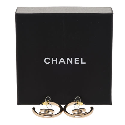 Chanel Metal Textured CC Hoop Earrings Gold 5 of 5