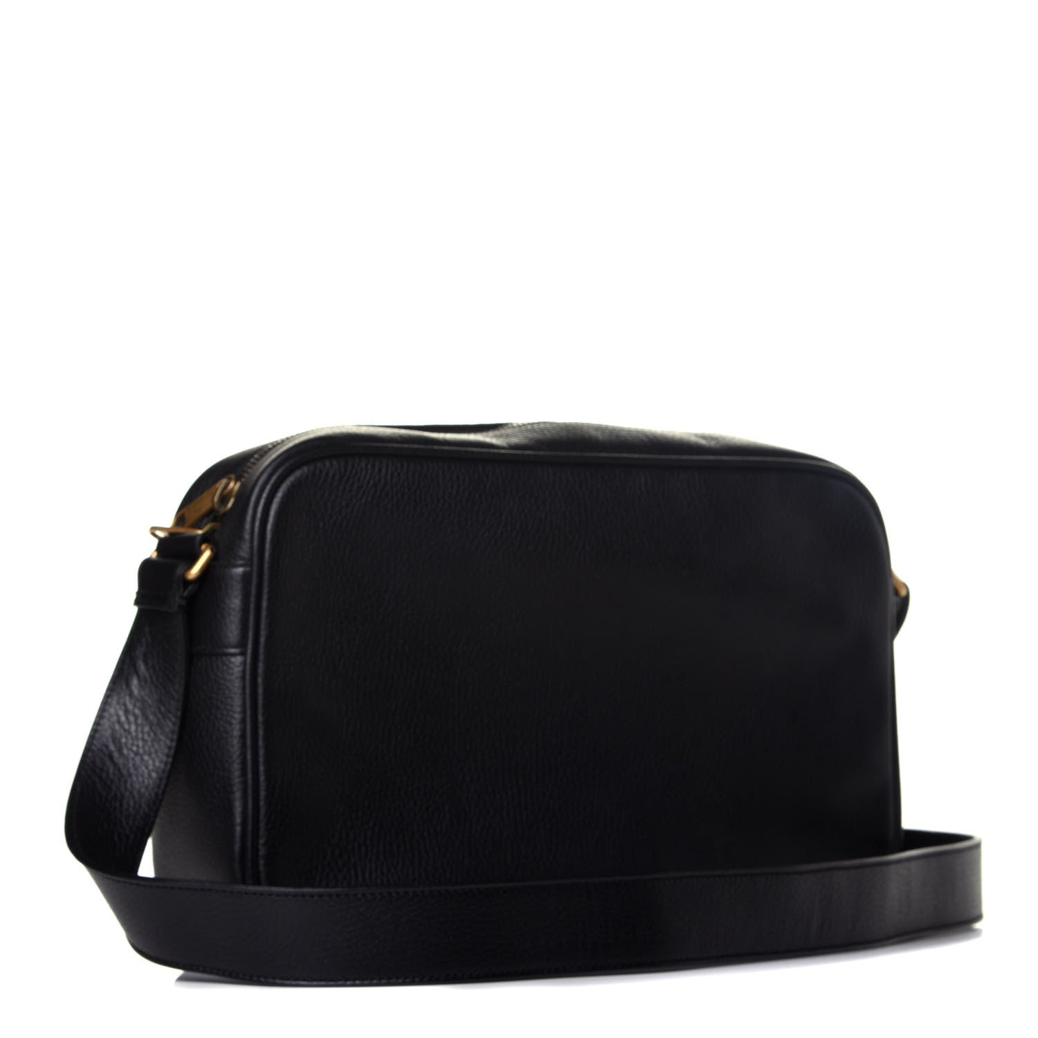 Gucci Pebbled Calfskin Logo Messenger Bag Black 3 of 9