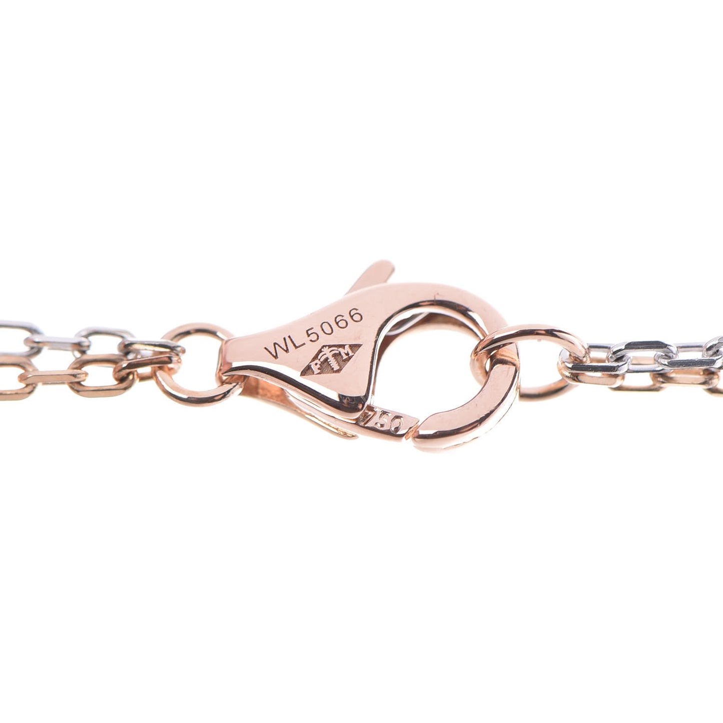 18K White Pink Gold Diamond Three Ring LOVE Pendant Necklace