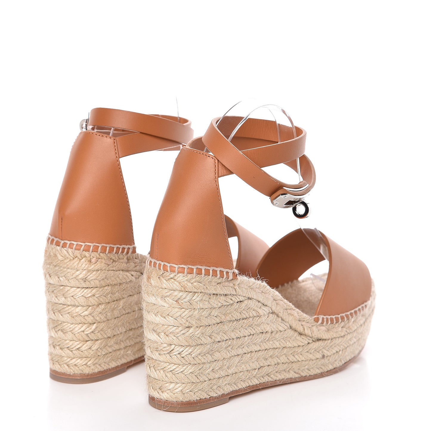 Calfskin Tivoli Espadrille Wedge Sandals 38 Naturel