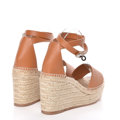 Hermes Calfskin Tivoli Espadrille Wedge Sandals 38 Naturel 4 of 9
