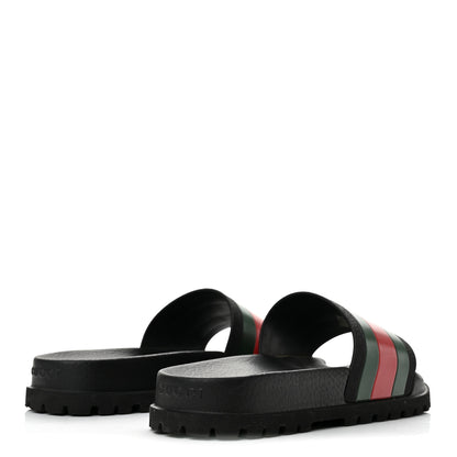 Gucci Rubber Web Mens Lug Sole Slide Sandals 6 Black Green Red 5 of 9