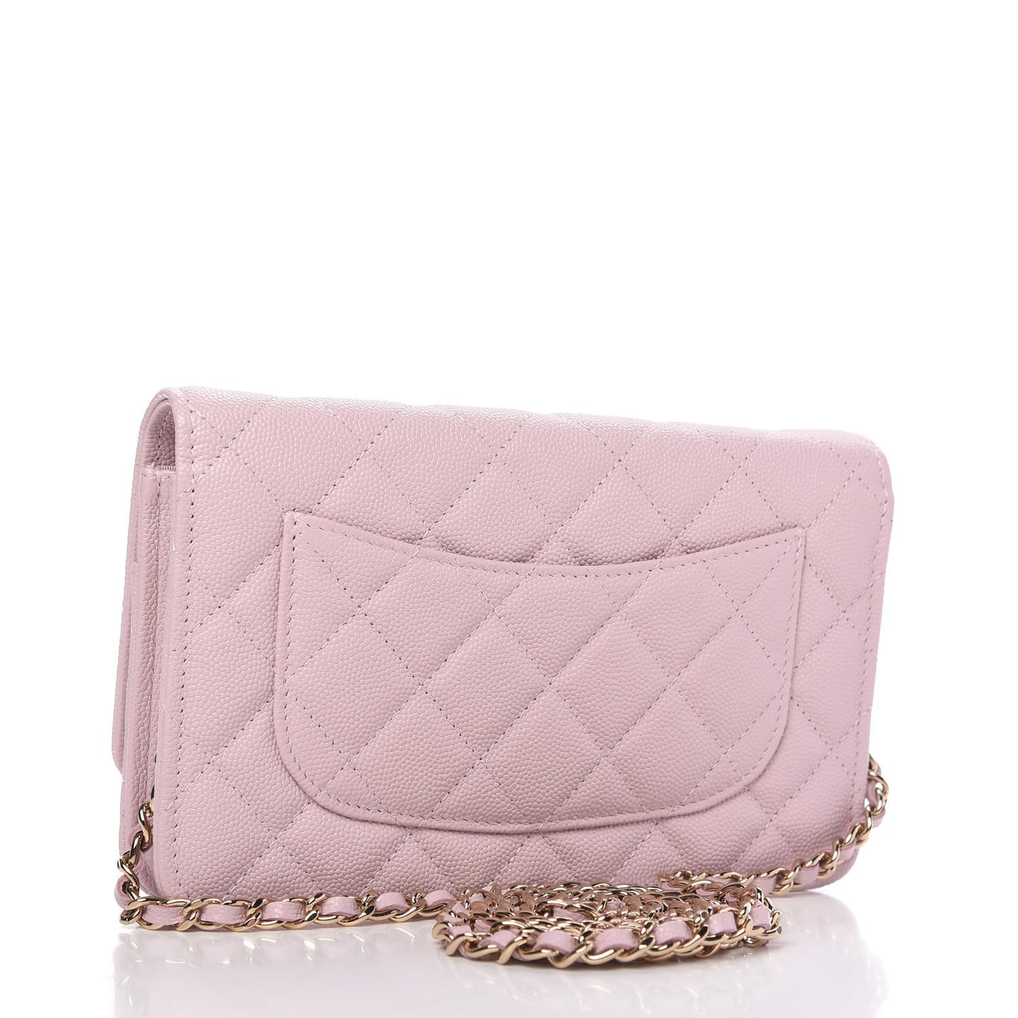 Caviar Quilted Wallet On Chain WOC Light Pink