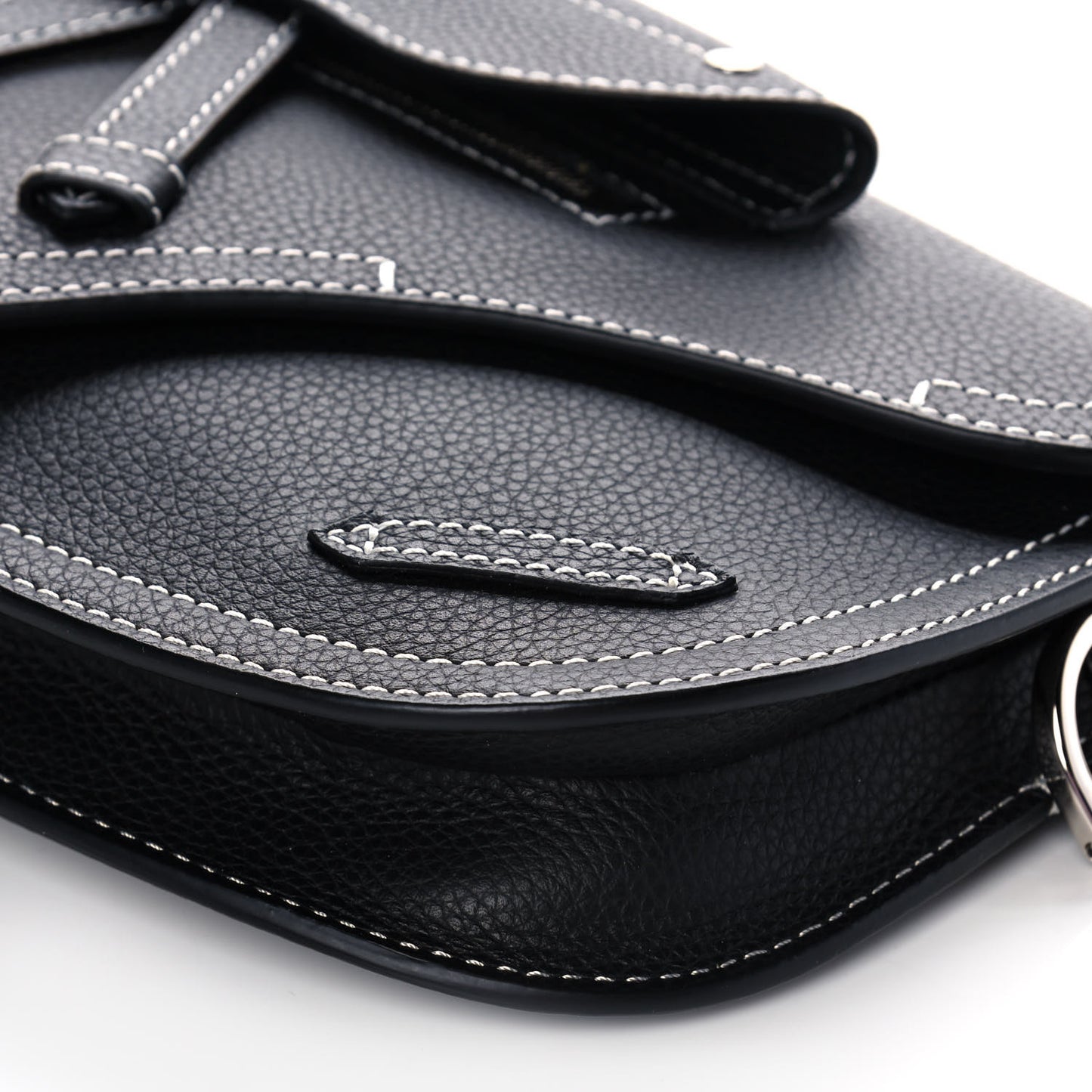 X KAWS Grained Calfskin Saddle Pouch Black