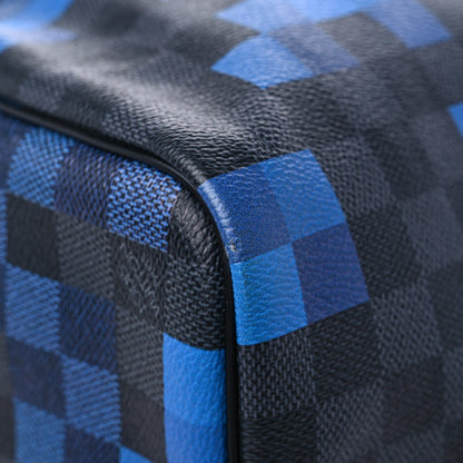 Louis Vuitton Damier Graphite Pixel Keepall Bandouliere 50 Blue 6 of 10