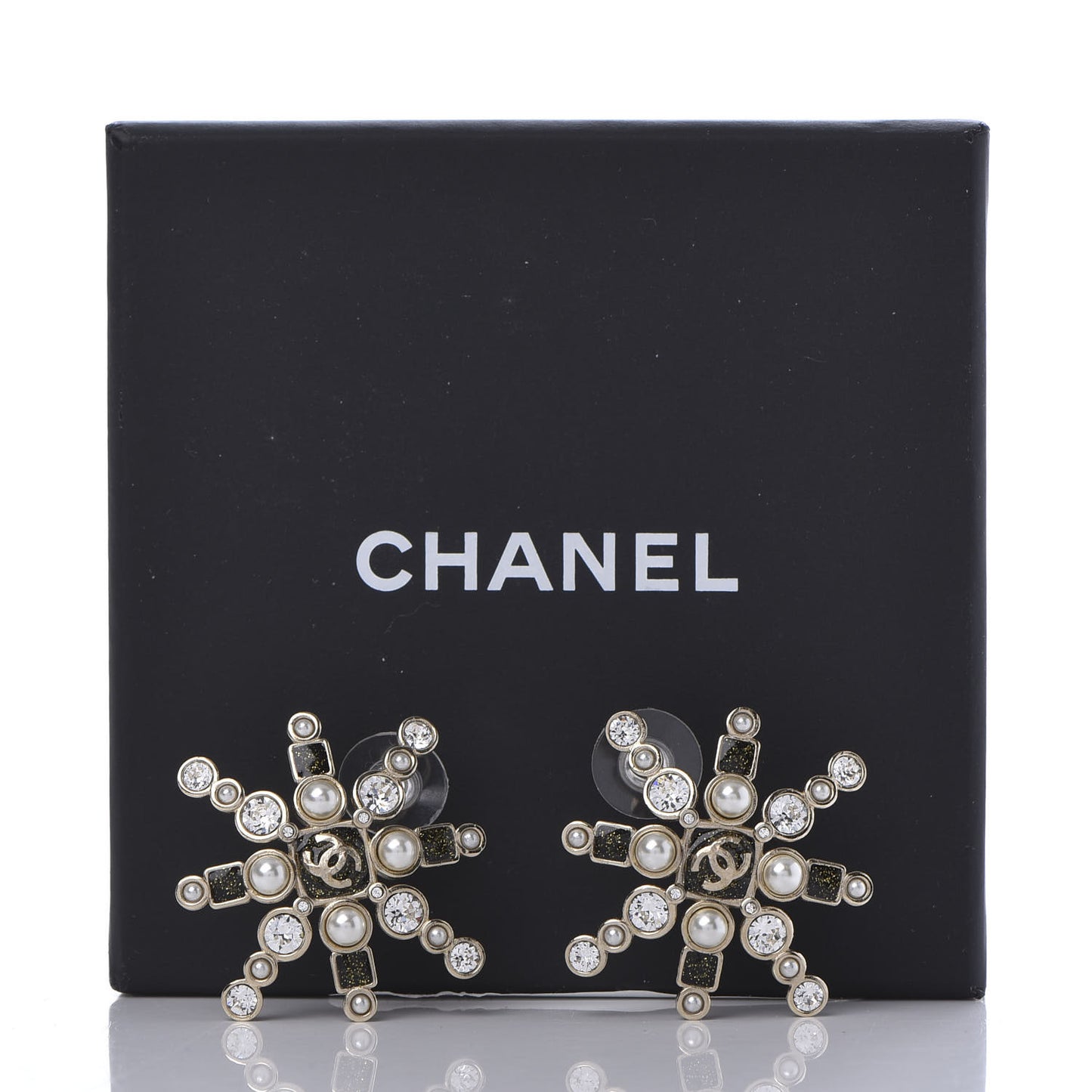 Crystal Pearl Star Glass Earrings Gold
