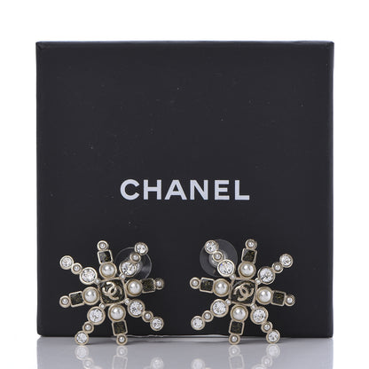 Chanel Crystal Pearl Star Glass Earrings Gold 5 of 5
