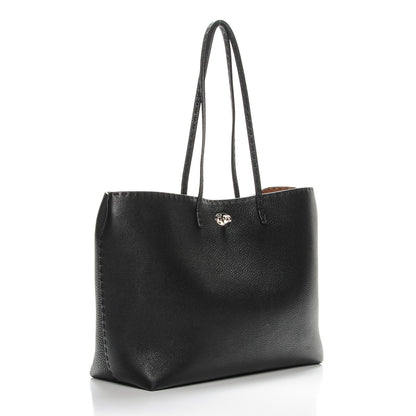 Fendi Cuoio Romano Selleria Bi-Color Large Carla Tote Black Mou 3 of 7