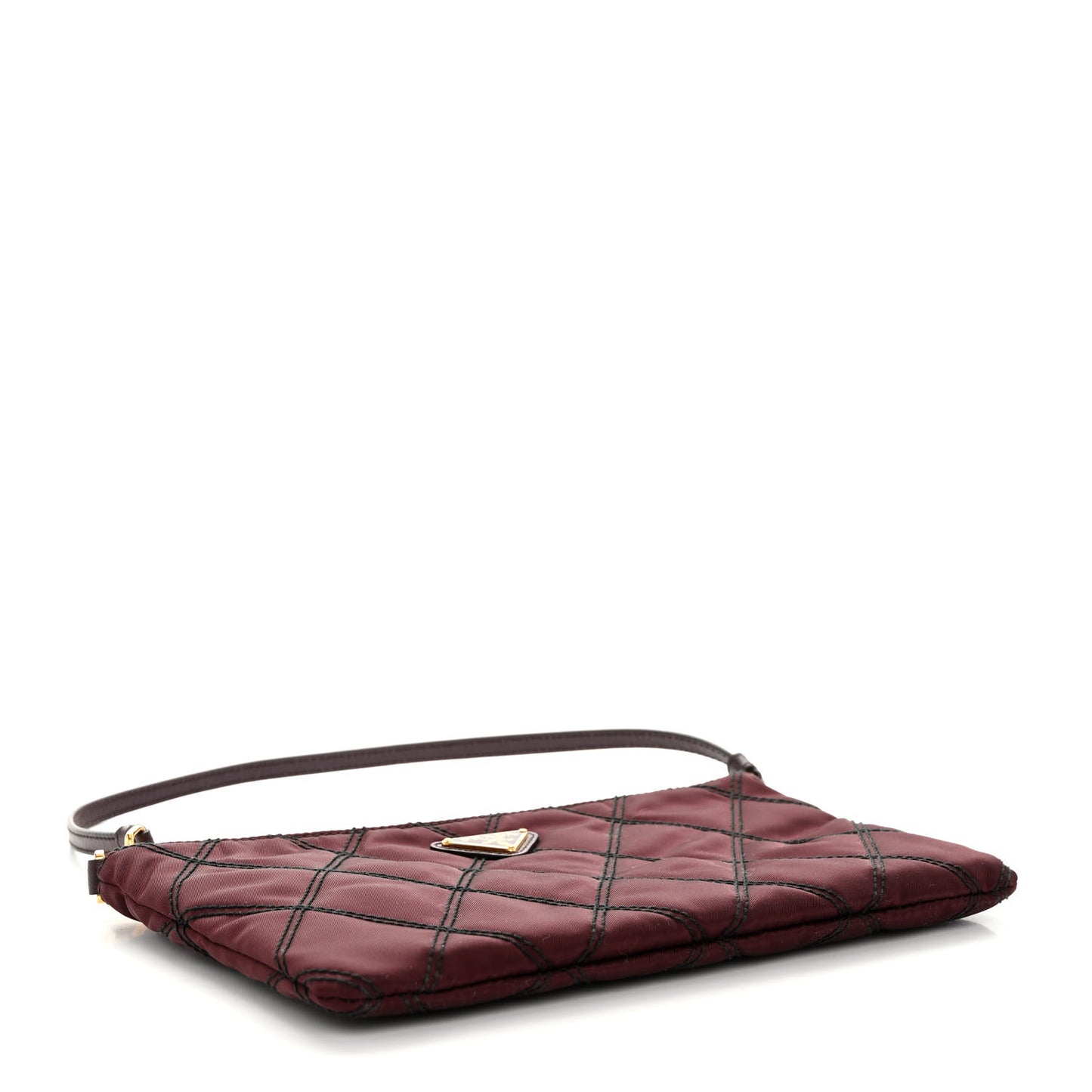 Tessuto Nylon Quilted Pochette Bag Granato