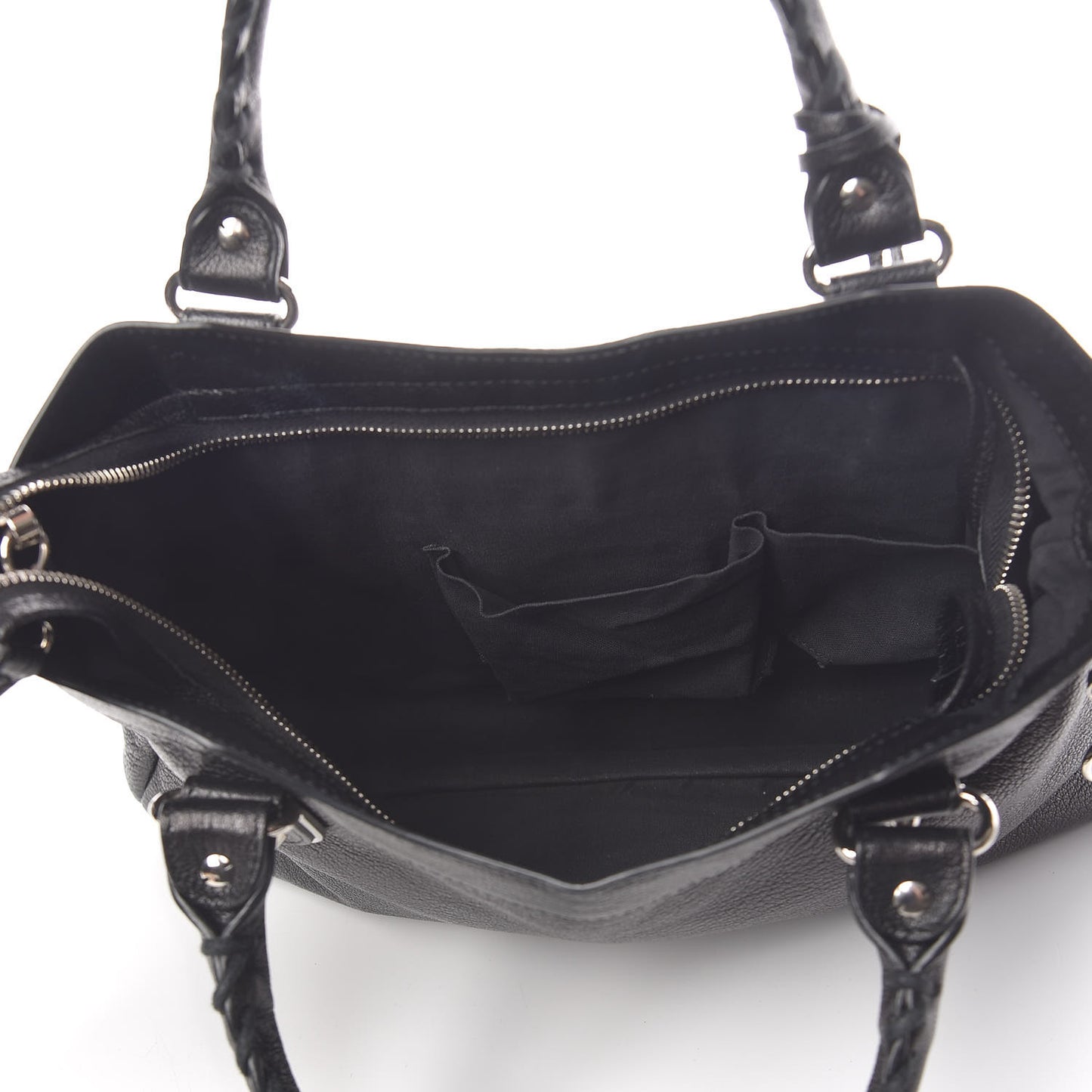 Chevre Silver Metallic Edge Hardware Town Black