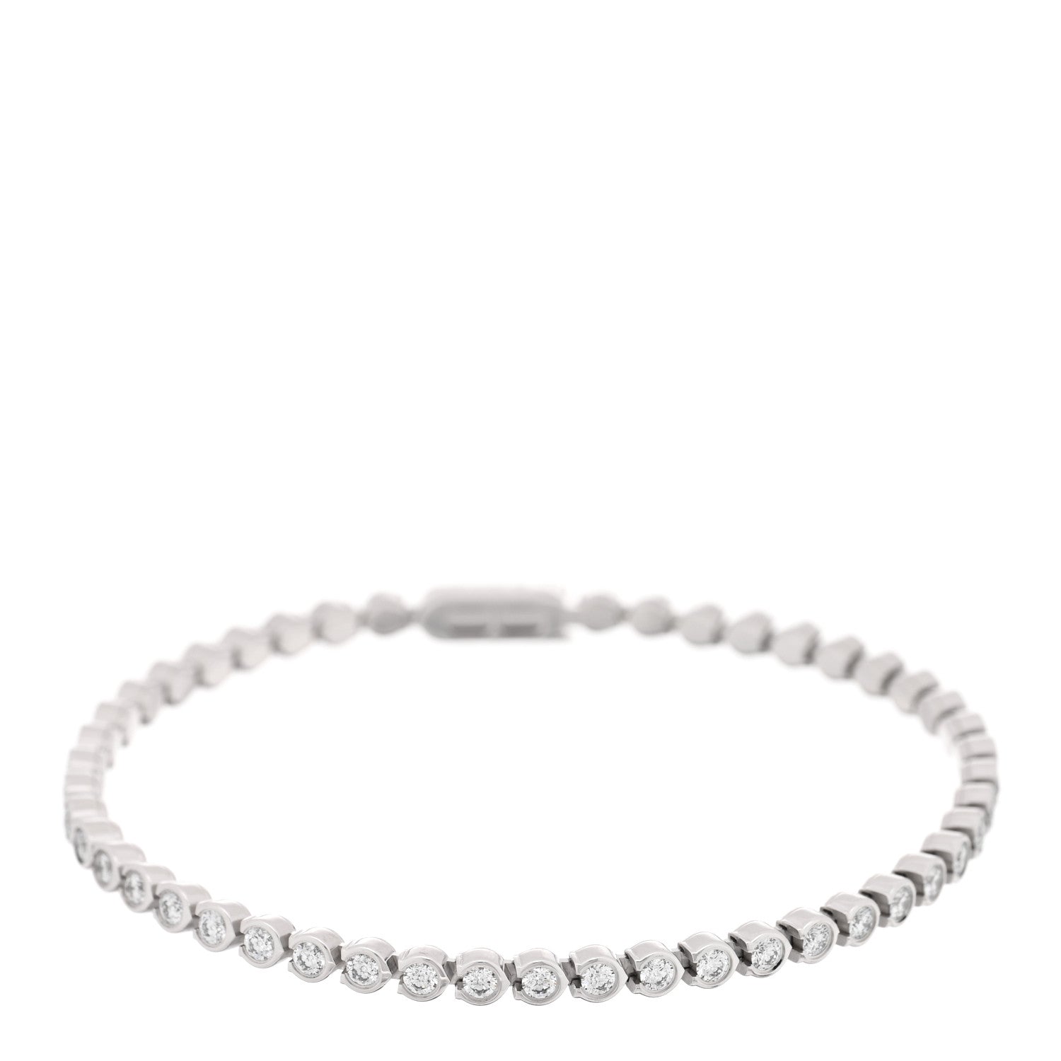 Cartier 18K White Gold Diamond 1.53ctw Lignes Essentielles Bezel Set Bracelet 1 of 4