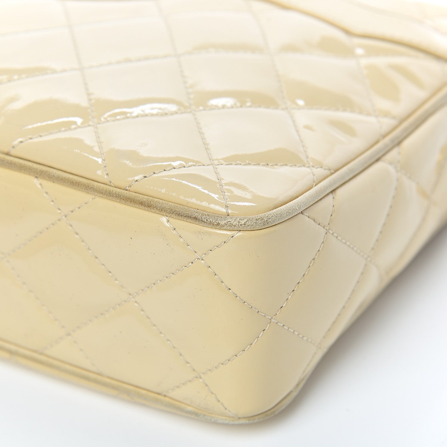 Chanel Patent Quilted Tassel Camera Case Beige 10 of 16