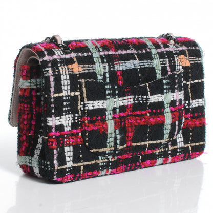 Chanel Tweed Medium Double Flap Black Pink 3 of 7