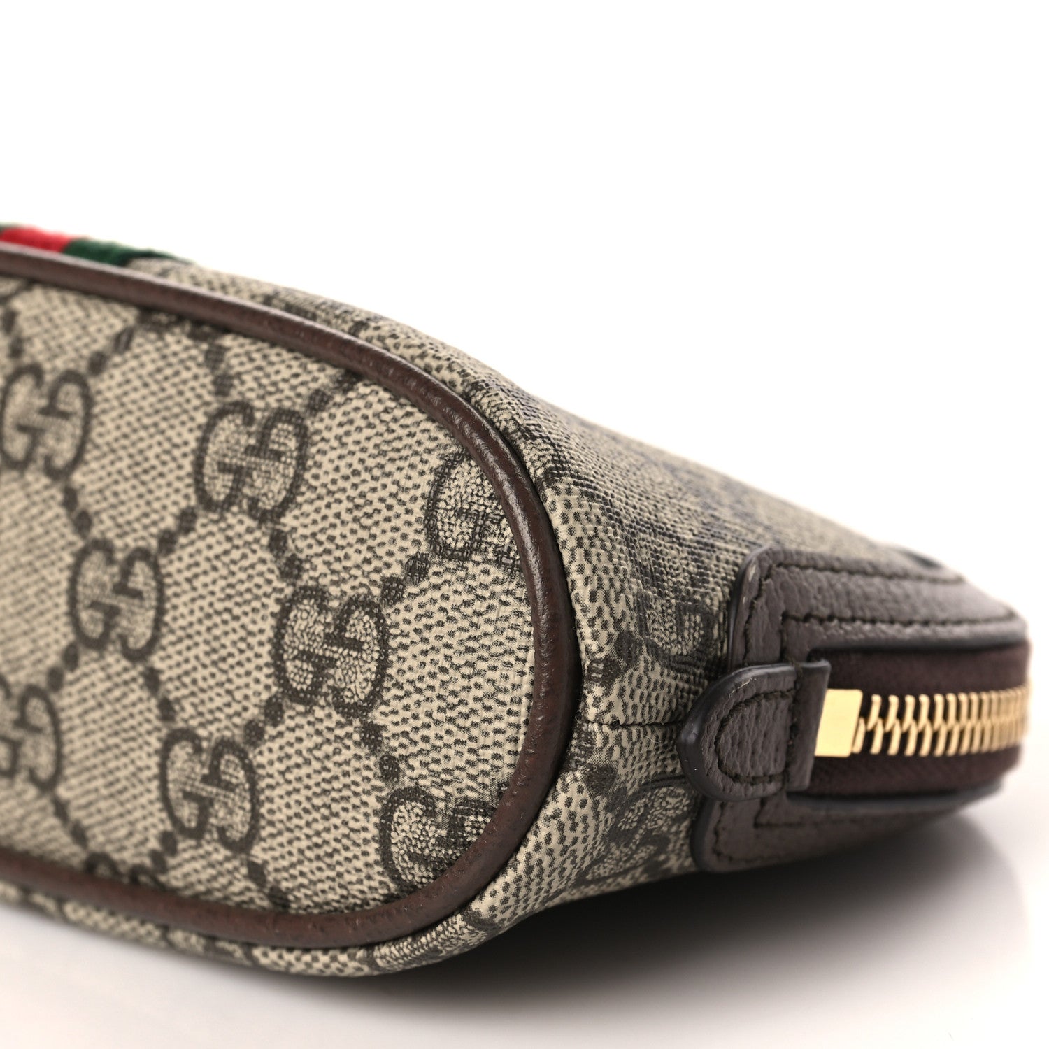 Gucci GG Supreme Monogram Textured Calfskin Web Medium Ophidia Cosmetic Case Beige Ebony New Acero 9 of 10