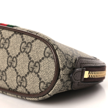 Gucci GG Supreme Monogram Textured Calfskin Web Medium Ophidia Cosmetic Case Beige Ebony New Acero 9 of 10