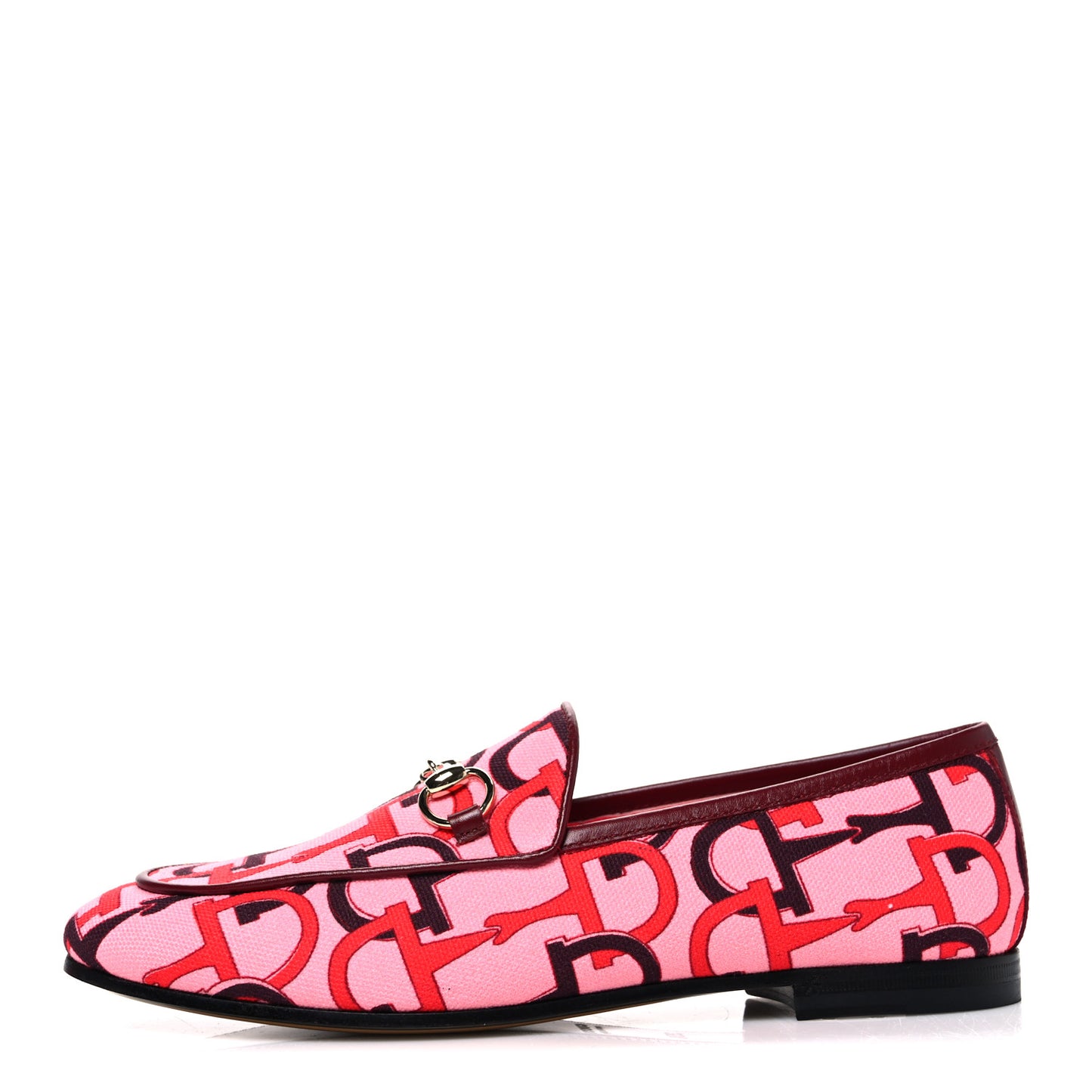 Betis Glamour Canvas Horsebit Print Womens Jordaan Loafers 35.5 Pink Rosso Ancora