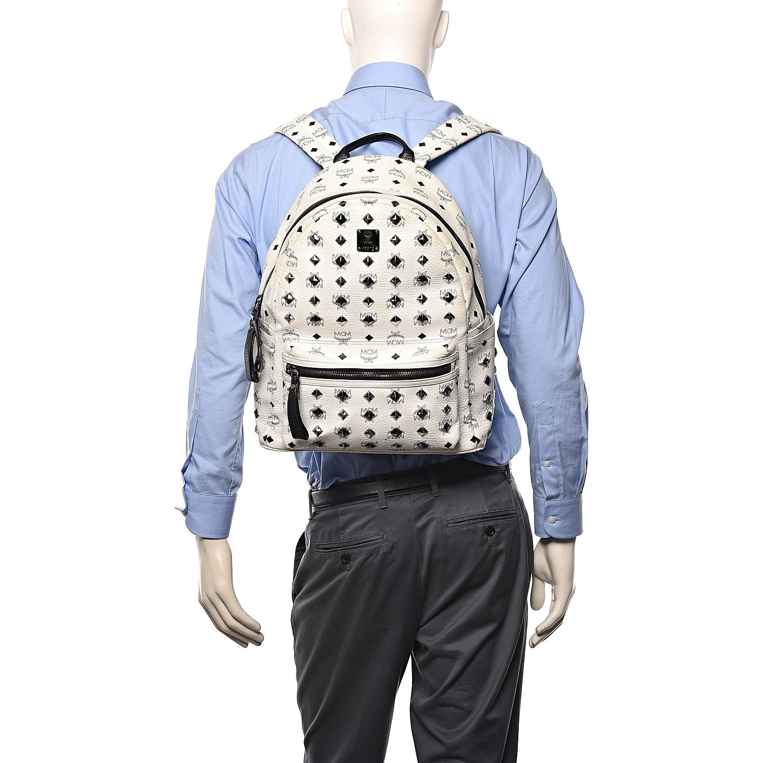 MCM Visetos Studded Medium Stark Backpack White 2 of 17