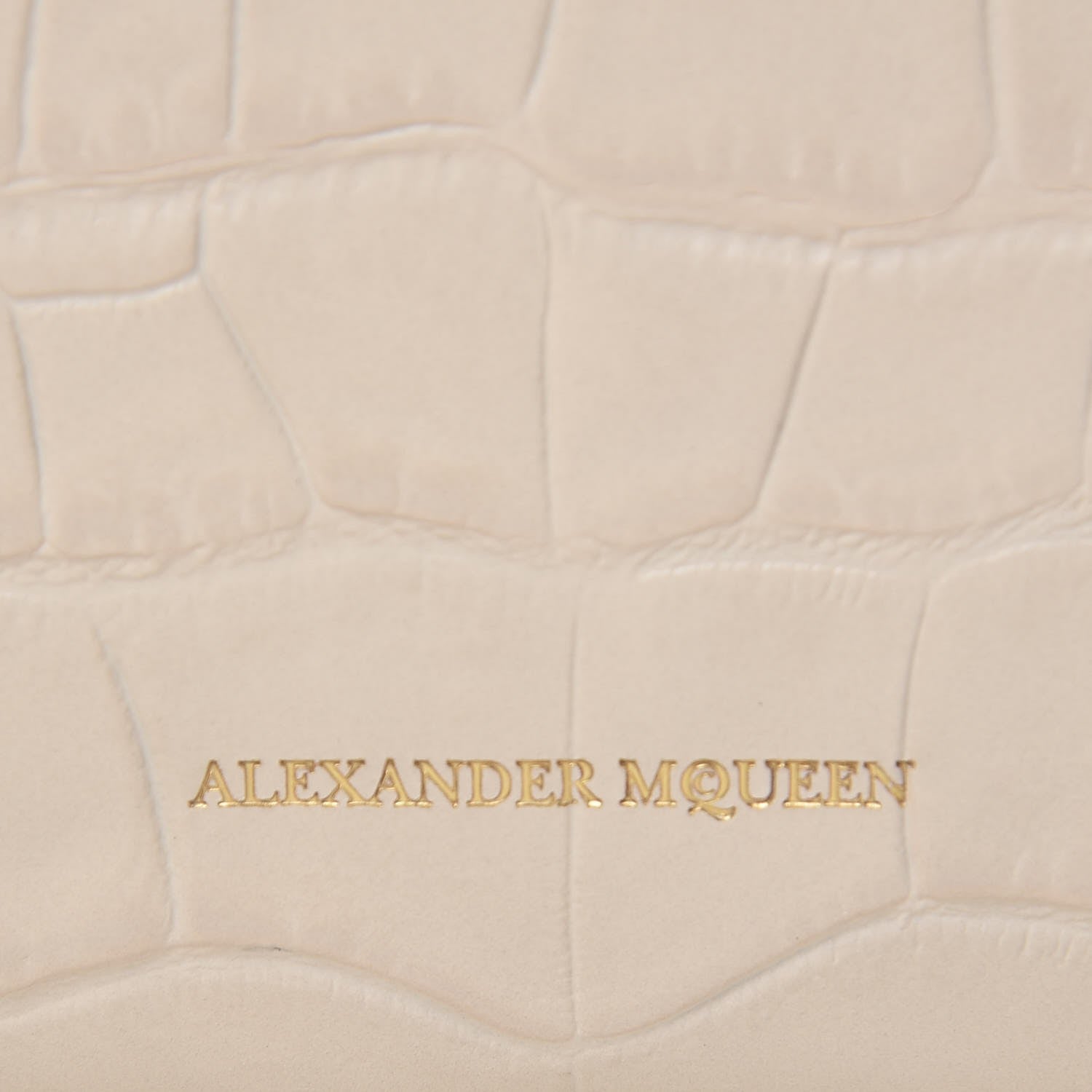 Alexander McQueen Calfskin Crocodile Embossed Box Shoulder Bag 19 Cream 9 of 9