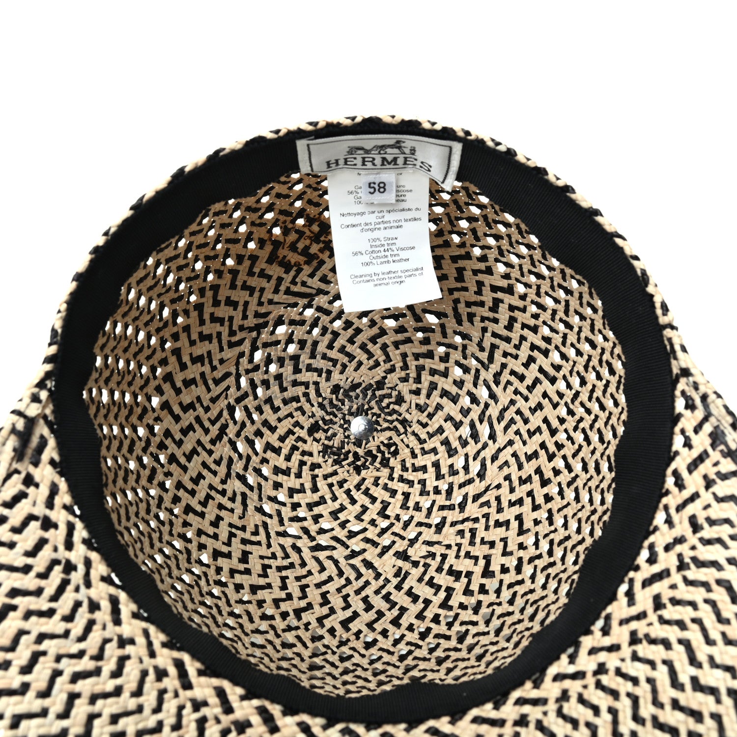 Hermes Panama Straw Chapeau Tanzanie Canna Hat 58 Naturel Black 4 of 5