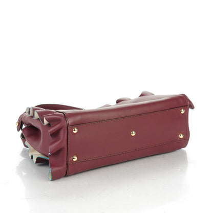 Fendi Vitello Seta Waves Bi-Color Medium Peekaboo Iconic Satchel Bordeaux Latte 4 of 7