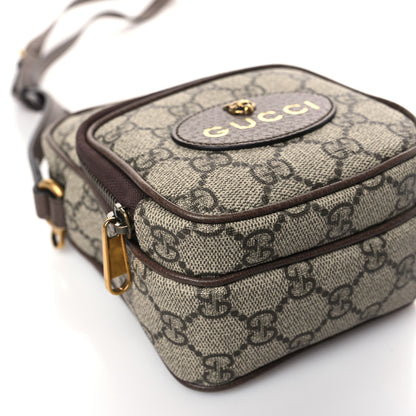 Gucci GG Supreme Monogram Mini Neo Vintage Double Zip Messenger Bag Beige New Acero Crop 8 of 10
