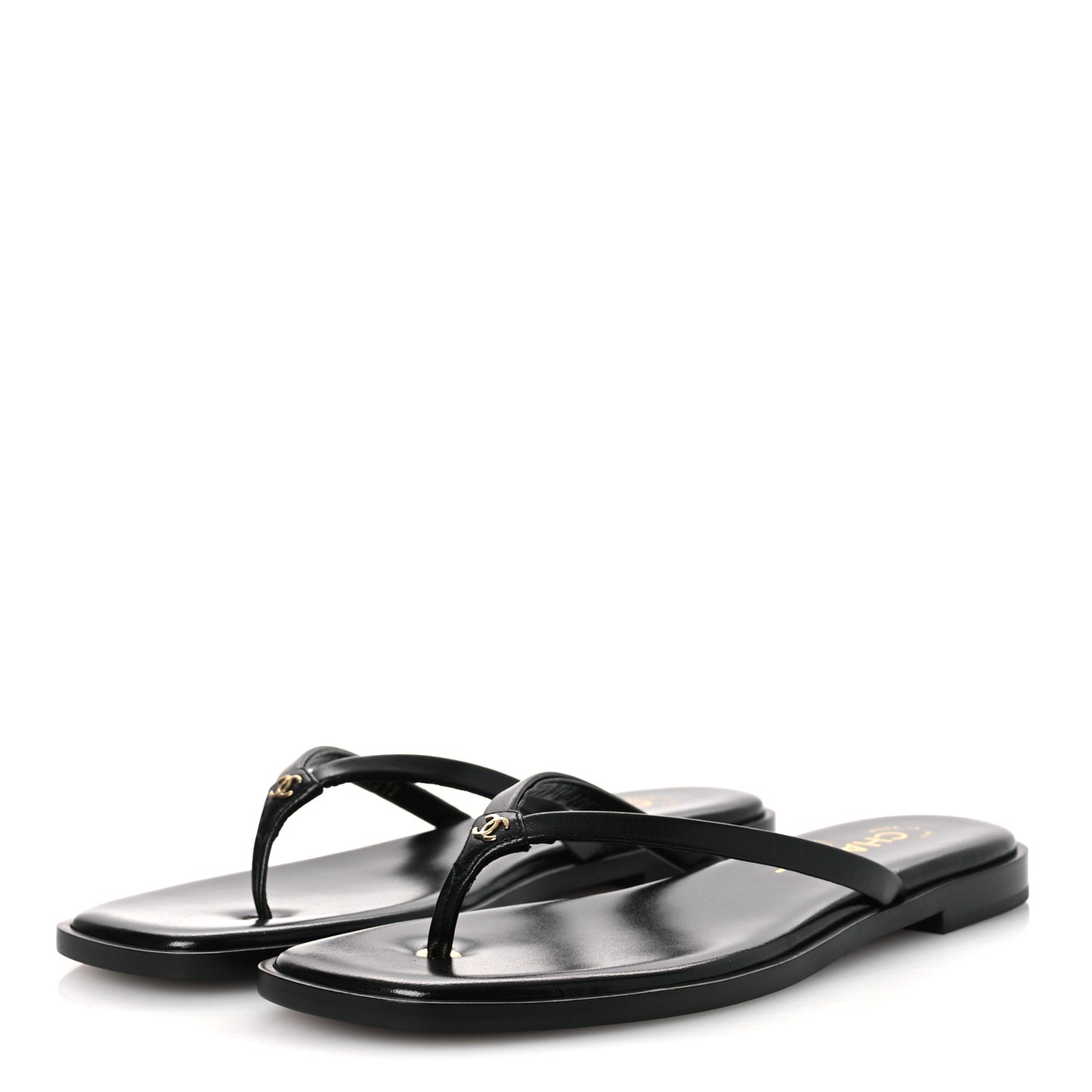Goatskin CC Times Square Thong Sandals 38 Black