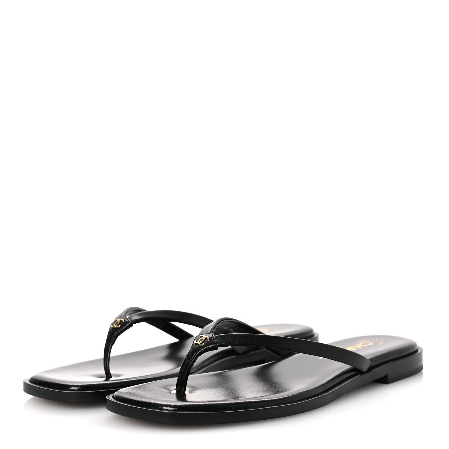 Chanel Goatskin CC Times Square Thong Sandals 38 Black 4 of 11